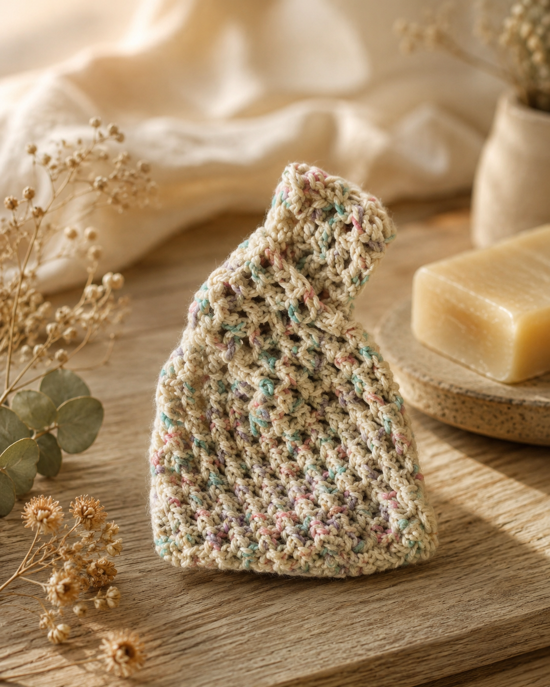 Cotton Soap Bag - Speckled Cream