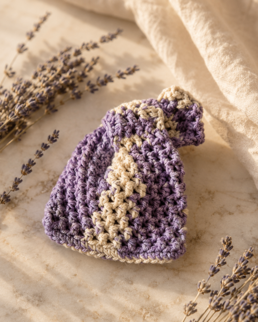 Cotton Soap Bag - Lavender Cream