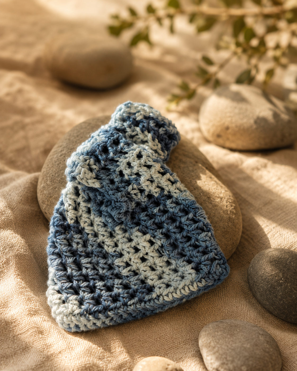 Cotton Soap Bag - Blue & Cream