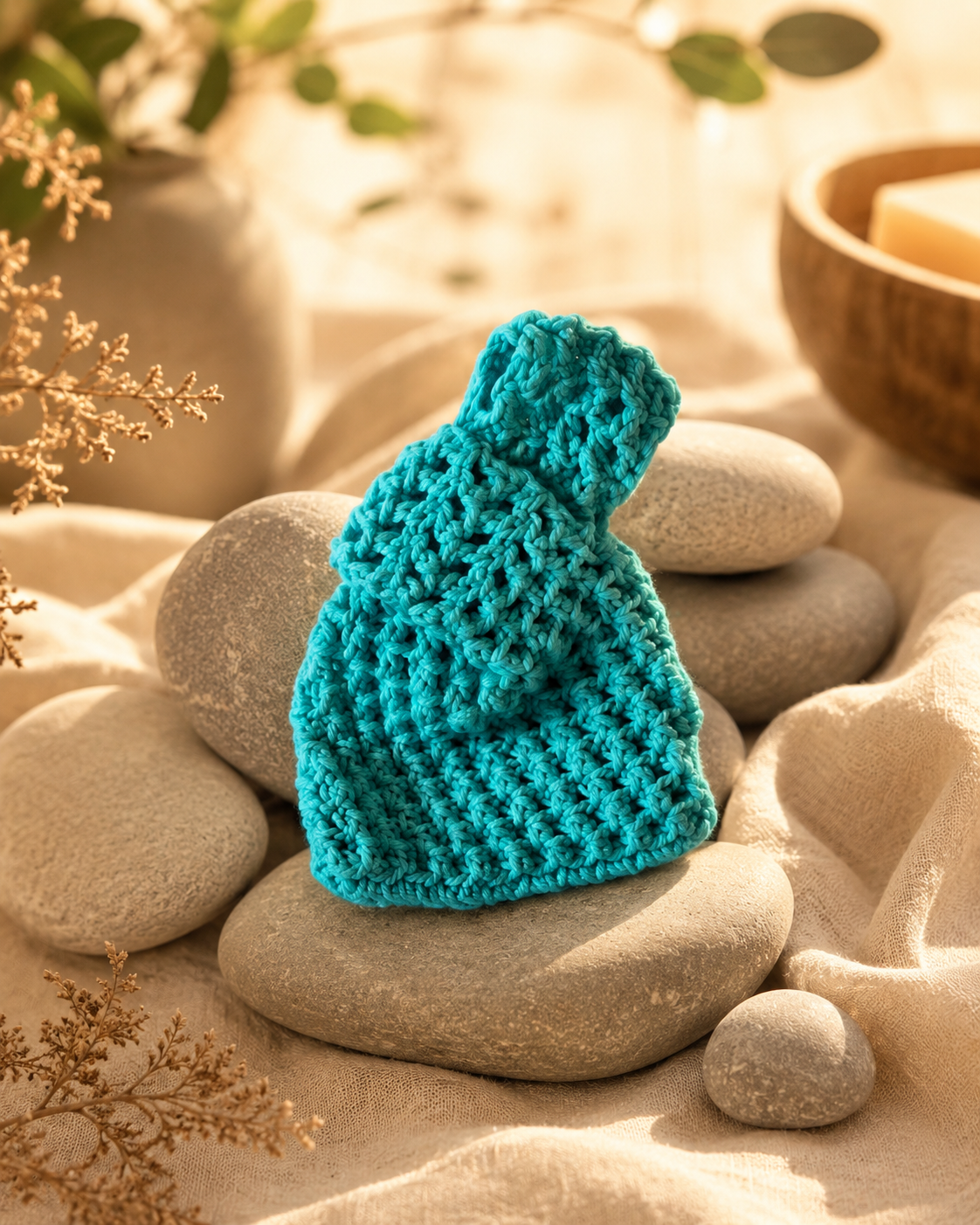 Cotton Soap Bag - Turquoise