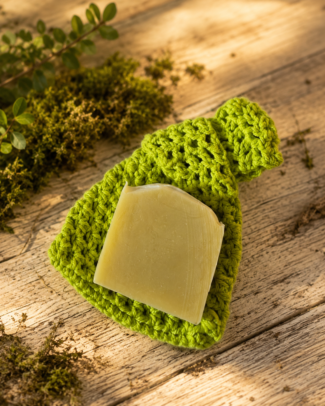 Cotton Soap Bag - Lime Green